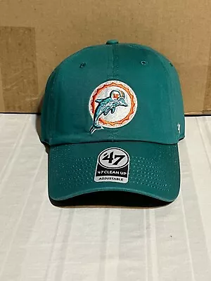 Miami Dolphins NFL '47 Throwback Brand Teal Clean Up Adjustable Strapback Hat • $29.99