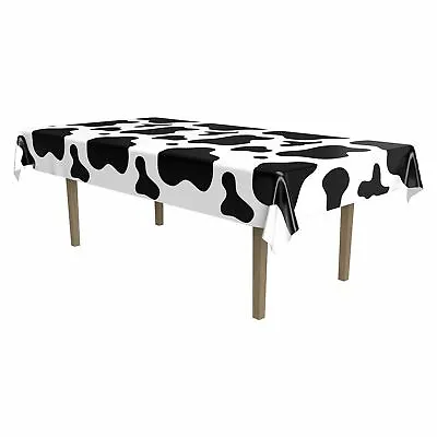 Western Party Cow Print Plastic Tablecover Cowboy Wild West Decoration • £7.99