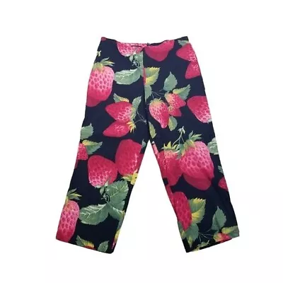 Vtg 80s 90s Strawberry Print High Waist Womens Pants Made In USA 12 • $48.79