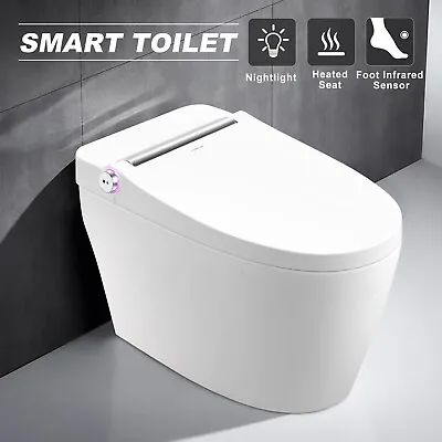 New Electronic Smart One Piece Toilet Heat Auto Flush Foot Sensor W/ Night Light • $299.99