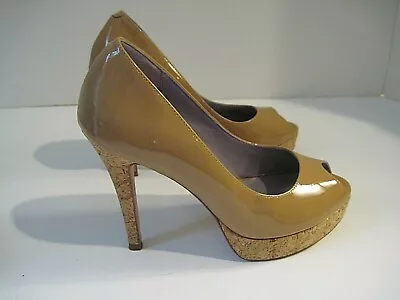 Cole Haan Mariela Air Camel Patent Leather / Cork Open Toe Pumps Heel Size 6 B  • $54.28