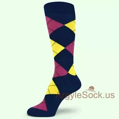 NAVY/MIDNIGHT Argyle Mens Groomsmens Prom Socks-You Choose From Assorted Colors • $9.99