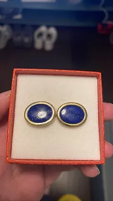 Lapis 14k Gold Cuff Links. Magnificent • $2175