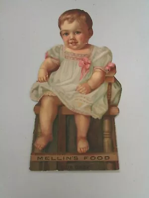 K1373 Victorian Trade Card Diecut Baby Mellin's Foods Boston MA 5  Tall • $6.99