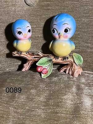Norcrest Blue Birds On Branch Figurine Mother Baby Cherries Anthropomorphic Vntg • $75