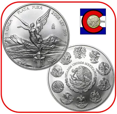 2005 Mexico Libertad 1 Oz BU Mexican Silver Coin In Plastic Capsule • $73.95