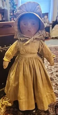 Antique 17  Cloth Presbyterian Type Doll C. 1885 With Oil Painted Face • $1850