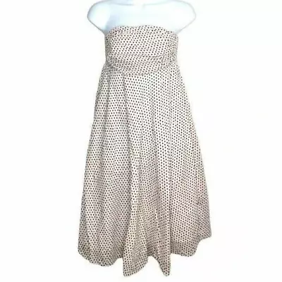 J.CREW Mini Dress White Seersucker Red Blue Polka Dot Lined Sleeveless Size 0 • $14.99