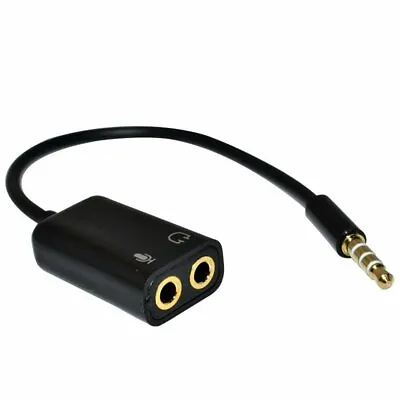 3.5mm Audio Headset Mic Y Splitter Cable Adapter TRRS To 2 TRS For Tabs Laptops • £3.20