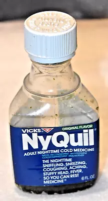 Vintage Vicks NyQuil 6 Oz Cold Medicine Bottle Expired Oct. 92 • $5.50