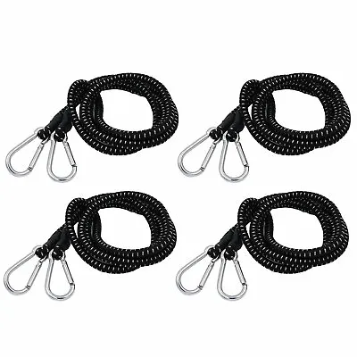 4 Pcs 70  Inch Extra Long Heavy Duty Bungee Cord Black With Carabiner Hooks Bulk • $20.99