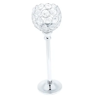 Crystal Candelabra Tea Light Candle Holder Centerpiece Decoration Silver - L • £15.16