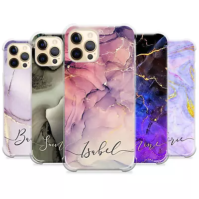 Personalised Phone Case Marble Name Silicone Shockproof Cover For IPhone 15 14 8 • £6.29