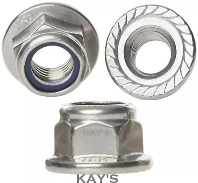 Flanged Nyloc Nuts A2 Stainless Steel Nylon Insert Serrated Flange Locking Nuts • £47.03