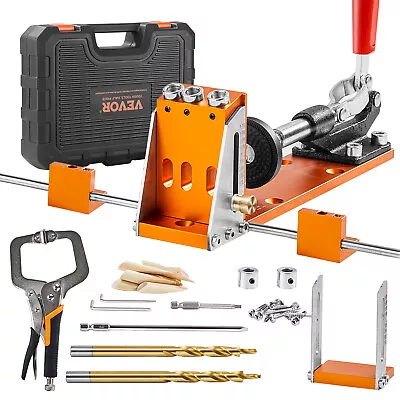 VEVOR Pocket Hole Jig Kit Joinery Woodworking System Adjustable Depth With Clamp • $43.69