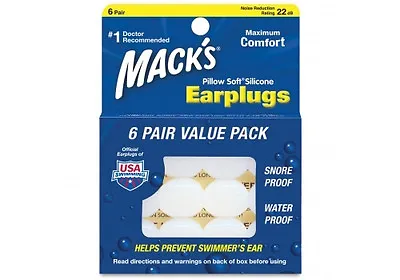 Macks Pillow Soft Silicone Earplugs X 6 Pairs • £5.49