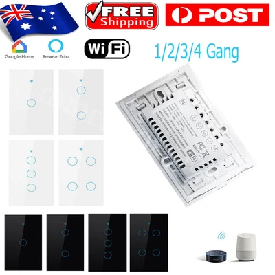 $20.98 • Buy 1/2/3/4 Gang Smart Light Switch Home WiFi Touch Wall Panel For Alexa Google AU
