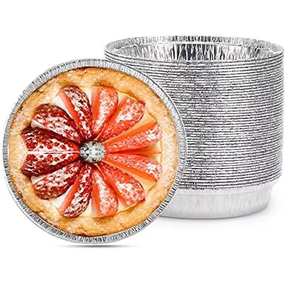 50 Pack 6 Inch Aluminum Foil Mini Pie Pans Disposable Tart Pan For Baking • $21.12