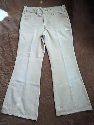 Vtg 70s Dickies Mens 34x30 Cotton Twill Wide Leg Bell Bottoms Pants USA • $39