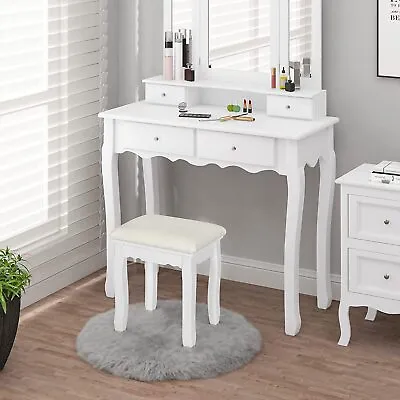 WOLTU White Vintage Dressing Table Stool Padded Piano Chair Makeup Seat • £27.99