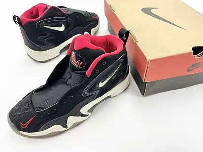 Vintage 1996 Nike Air Winged Flight Black White Varsity  Red Men Shoes • $165