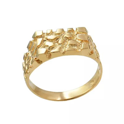 10K Mens Yellow Gold Rectangular Nugget Ring • $579.99