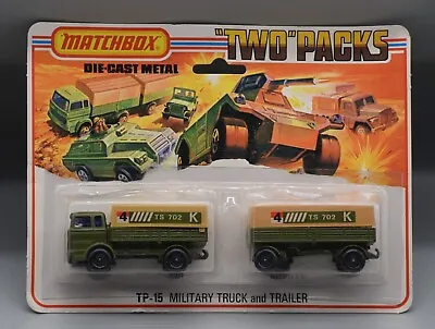 1970s Lesney Matchbox TWO PACKS Military Truck & Trailer TP 15 Sealed MOC Toy !! • $48