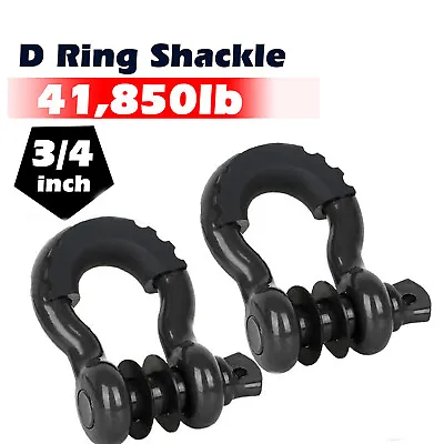 3/4  D-Ring Black Bow Shackles W/ Black Isolators Washer Clevis Kit 4.75 Ton • $23.99