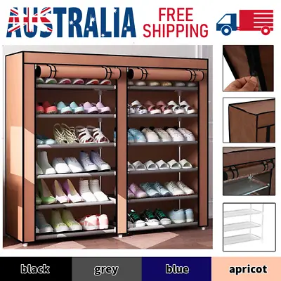 $19.75 • Buy 36 Pairs Shoes Cabinet Storage Shoe Rack With Cover Portable Wardrobe