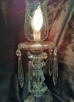 Antique Crystal Piano Lamp Electric & Icicle Prisms Missing 2 Prisms • $20