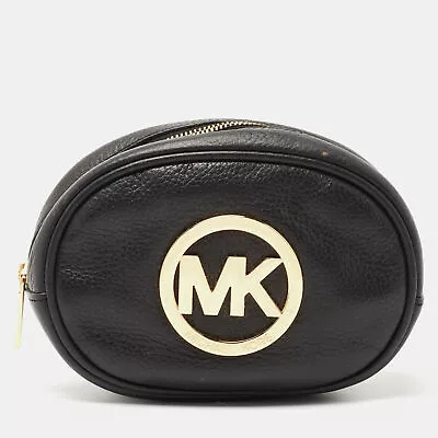 Michael Kors Black Leather Fulton Cosmetic Pouch • $101.85