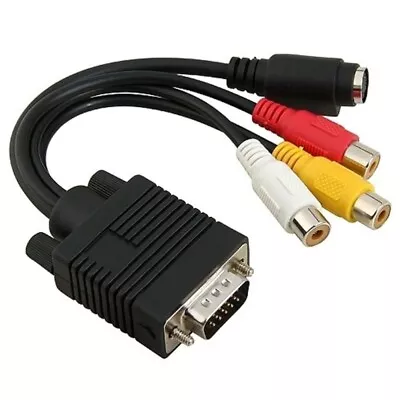 Audio Jack Adapter VGA SVGA To S-Video 3 RCA AV Adapter Converter Cable • $10.61