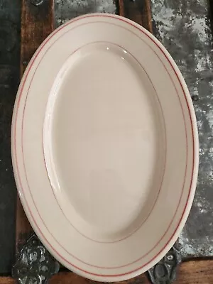 Vitrified 13.5” Sterling China Restaurant Ware Red Stripe Oval Platter~ USA EUC  • $15