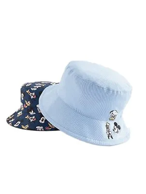 Boys Girls Disney 100 Mickey Mouse Donald Duck Goofy Blue Bucket Hats 2 Pack • £7.99