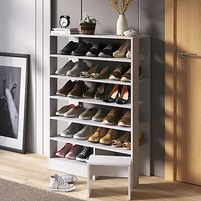 £49.99 • Buy Shoe Rack Organiser Footwear Wooden Storage Cabinet Shelves Stand Shelf W/ Stool