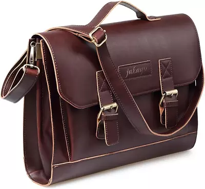 JAKAGO Retro Leather Laptop Briefcase 13.3 InchPremium Waterproof Messenger Bag • £45.77