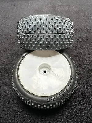 Schumacher Yellow Dart RC Tyres Rear - White Wheels 1/10 Used • £5.50