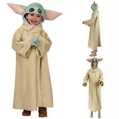 *Baby Yoda Cosplay Party Costume Mandalorian Star Wars Kids Fancy Dresses 3-10Y↑ • £14.06