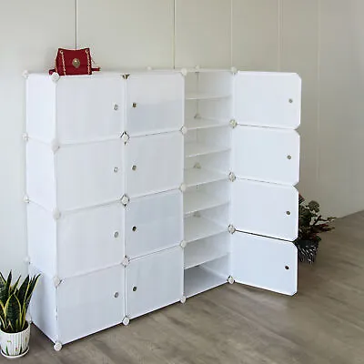 Portable Door Cube DIY Shoe Cabinet Rack Storage Stackable Organiser Stand White • $50.79