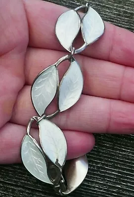 Vintage David Andersen Sterling Silver & Enameled Leaf Designed Bracelet - 7.5  • $129.95