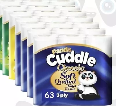 Panda Cuddle  Toilet Rolls 3 Ply Pack Of 637290120 • £25.99