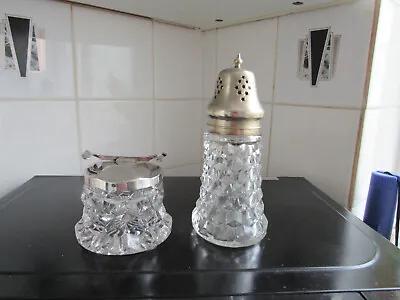 £40 • Buy Fostoria Cube Glass Sugar Cuber  & Sugar Sifter .. Silver Plated Lid On Cuber