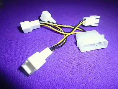 D Type 4 Pin IDE Molex To 4 X 3 Pin Male 12V CPU Fan Power Adapter Cable 10cm • £2.45