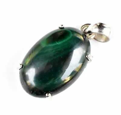 31.80 Ct Natural Green Malachite Oval Cut 925 Sterling Silver Gorgeous Pendant • $22.31