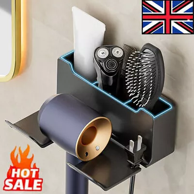 Bathroom Hair Dryer Storage Organizer Comb Rack Holder Wall Mounted Stand UK • £5.99