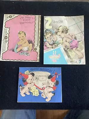 Lot Of 3 Children’s Birthday Greeting Cards Vintage Antique 1930s • $4.90