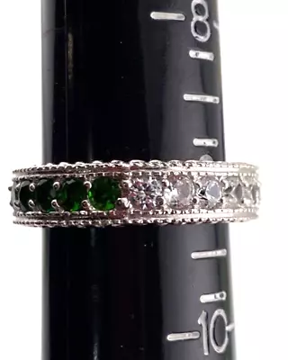 Judith Ripka Size 9 Ring Green & Clear CZ 925 Thailand Gorgeous  001-070 • $57