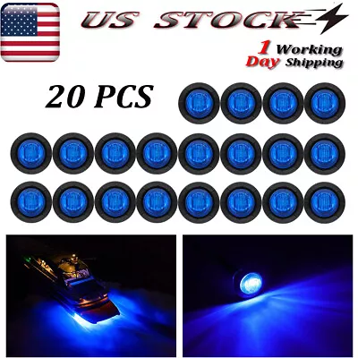 20x 12V Round Waterproof Marine Boat Blue LED Deck Lights Stern Transom Light • $18.99