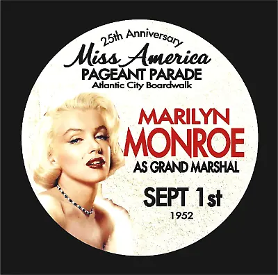 MARILYN MONROE 1952 Atlantic City NJ MISS AMERICA PARADE 3  Pin Back Button  • $10.75