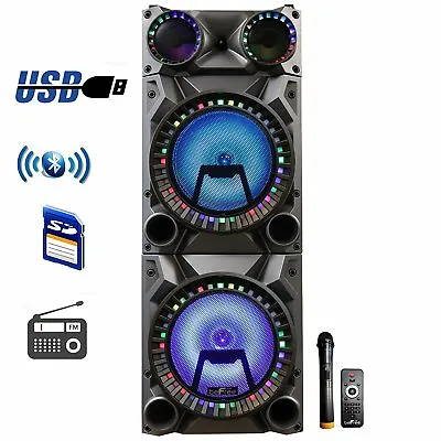 BeFree 2000W Dual 12  Portable Bluetooth PA DJ Party Speaker W Lights Warranty • $183.84